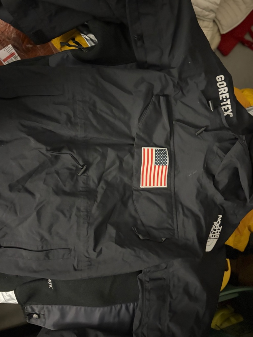 The North Face Black GORE-TEX Ski/Snowboard Jacket with American Flag Patch